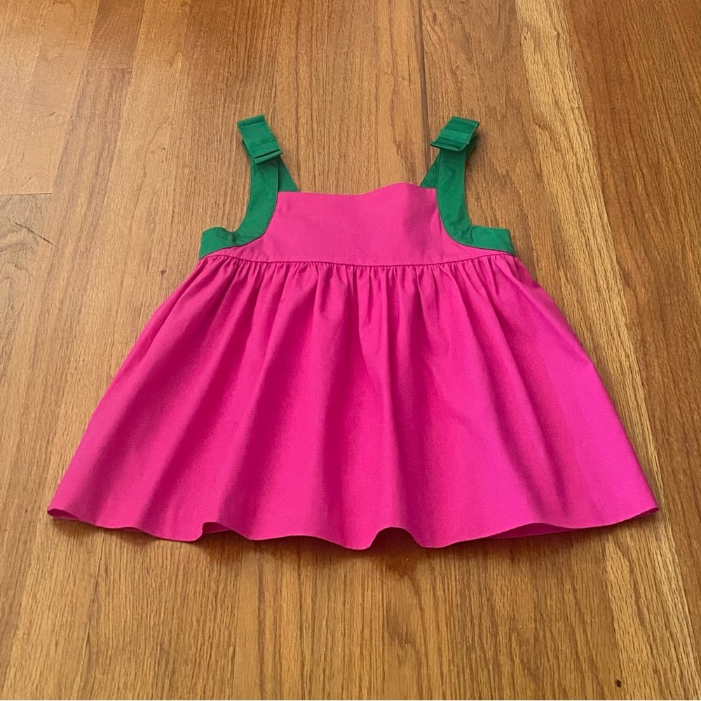 Jacadi Hot Pink Top with Green Straps and Bows